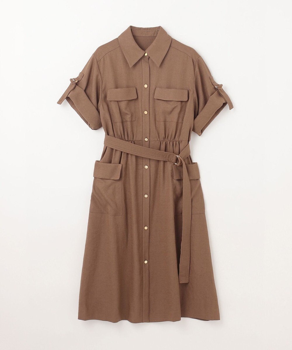 GRACE CONTINENTAL リネンタッチサファリドレス 