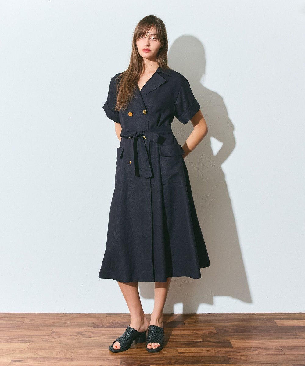 GRACE CONTINENTAL リネンタッチミリタリードレス 