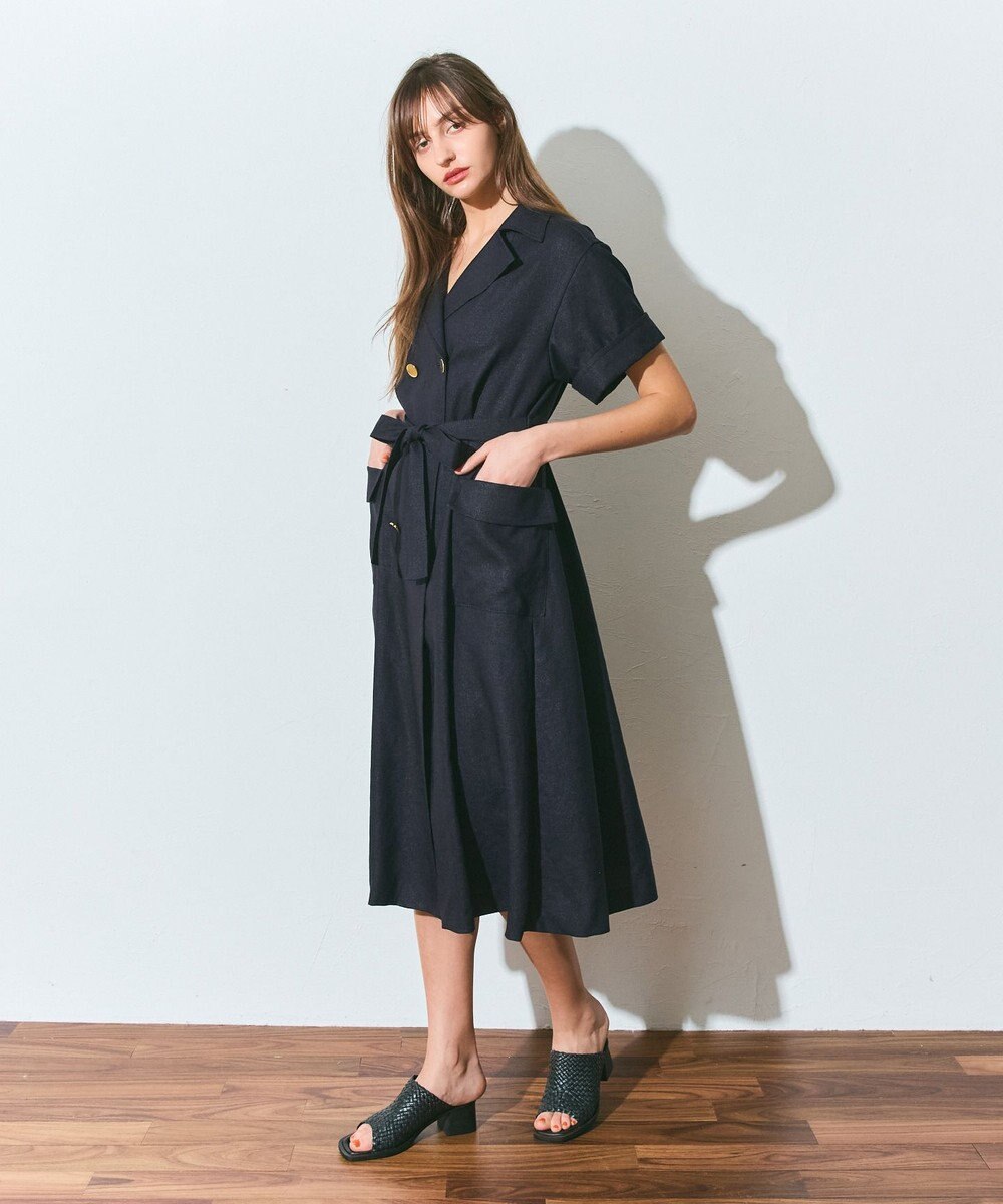 GRACE CONTINENTAL リネンタッチミリタリードレス 