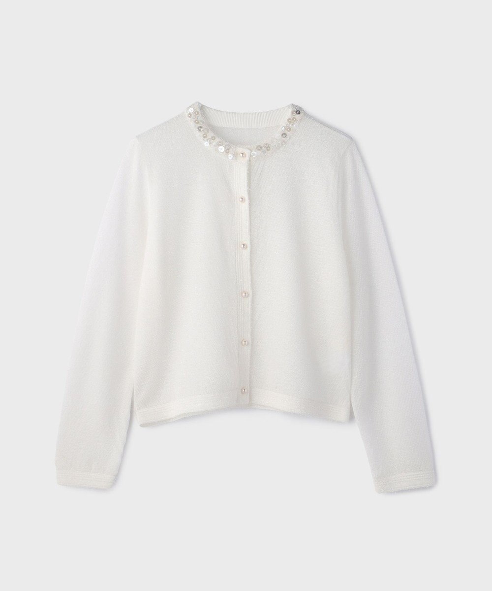 GRACE CONTINENTAL ラメフェザ－ニットカーディガン 