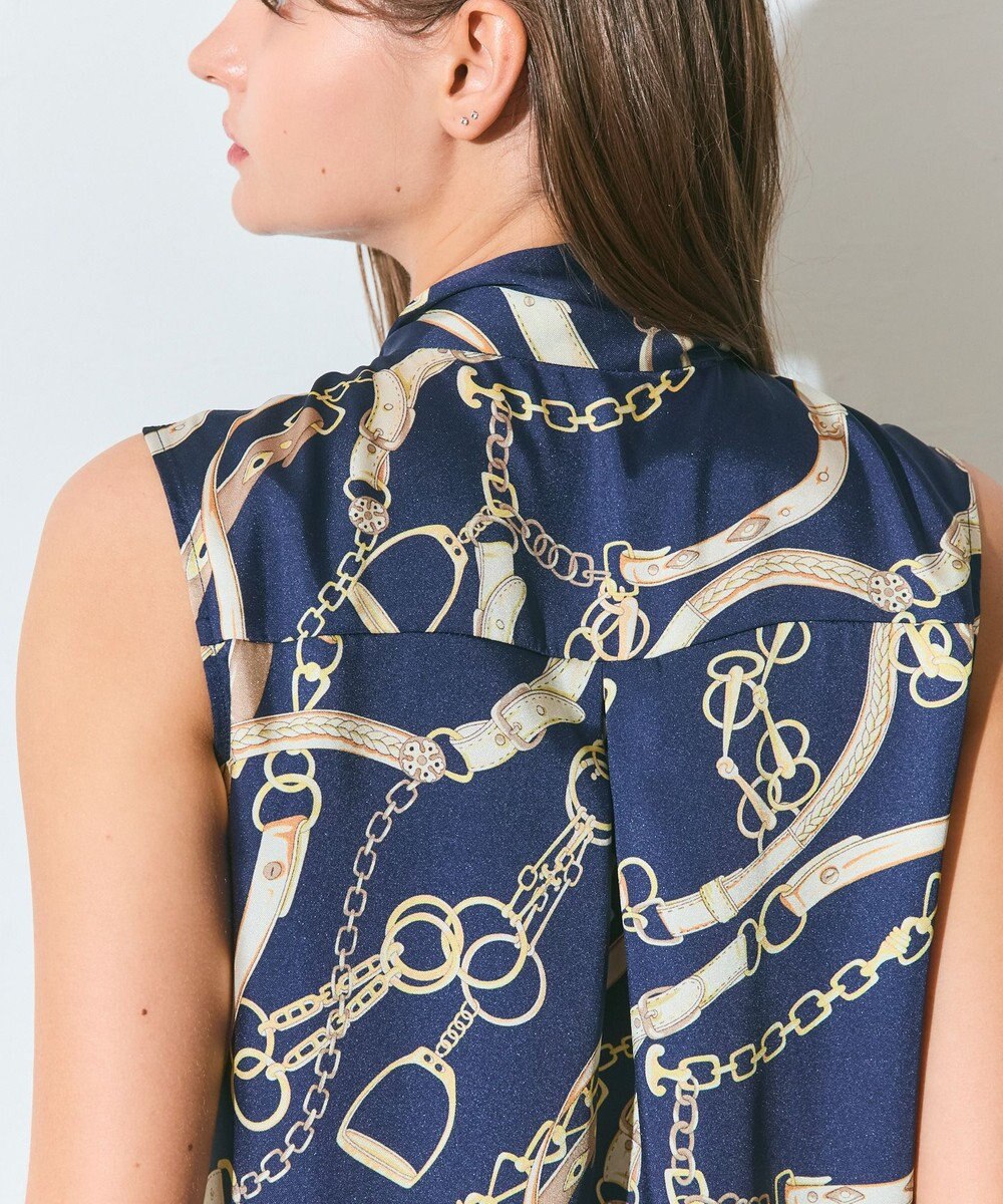 GRACE CONTINENTAL チェーンプリントボウタイブラウス 