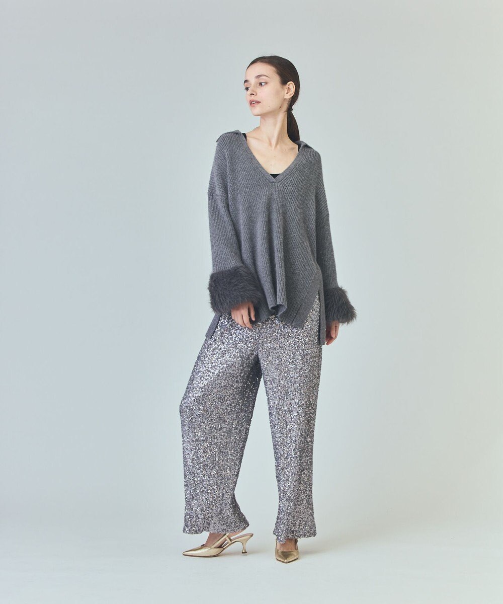 GRACE CONTINENTAL フェザースリーブニットトップ