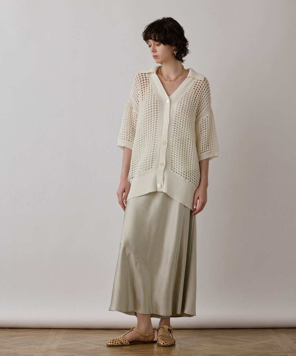 GRACE CONTINENTAL メッシュスキッパーニットカーディガン