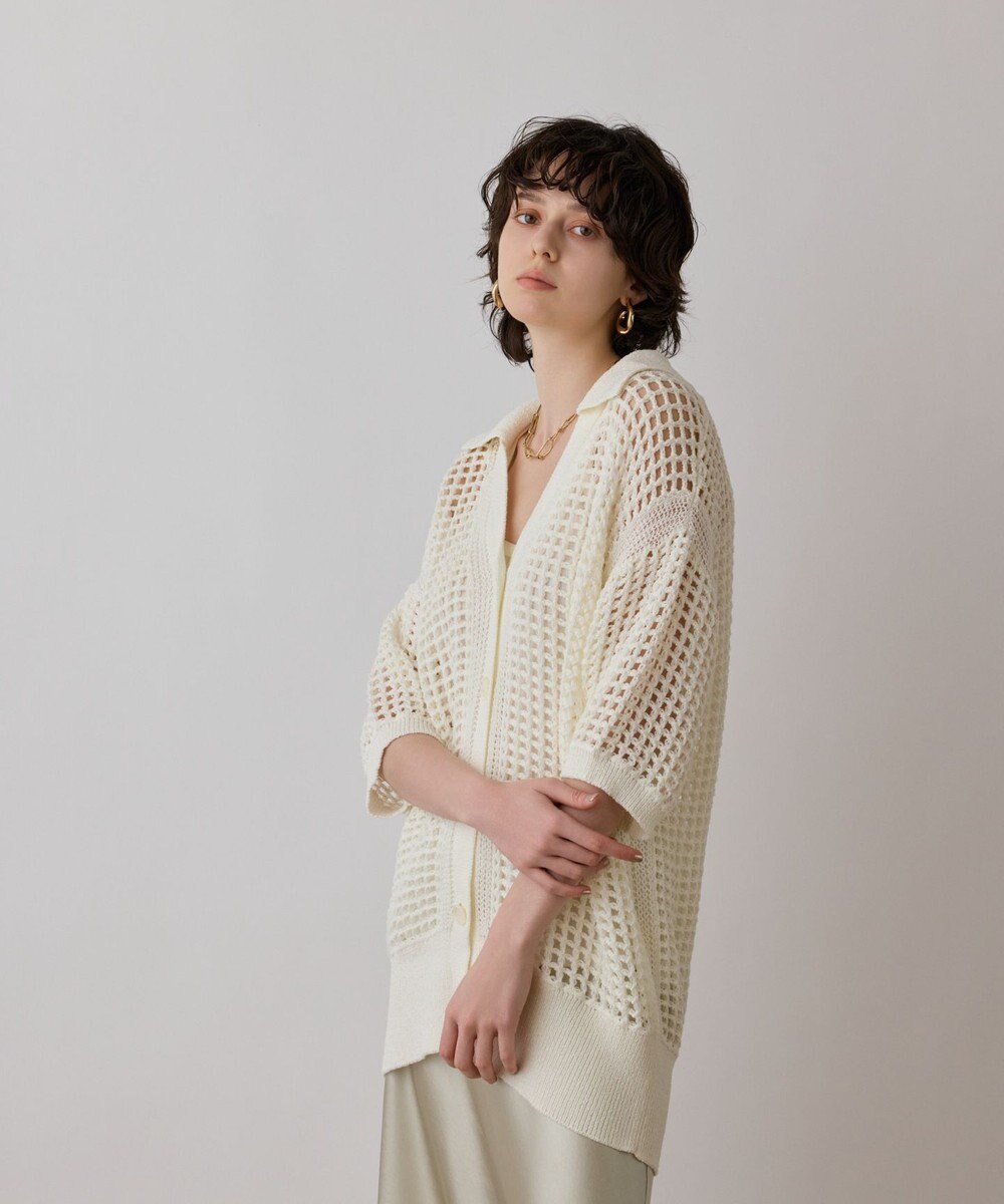 GRACE CONTINENTAL メッシュスキッパーニットカーディガン