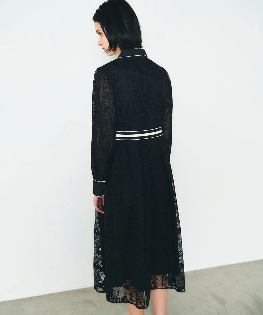 GRACE CONTINENTAL ストライプフラワー刺繍ワンピース 