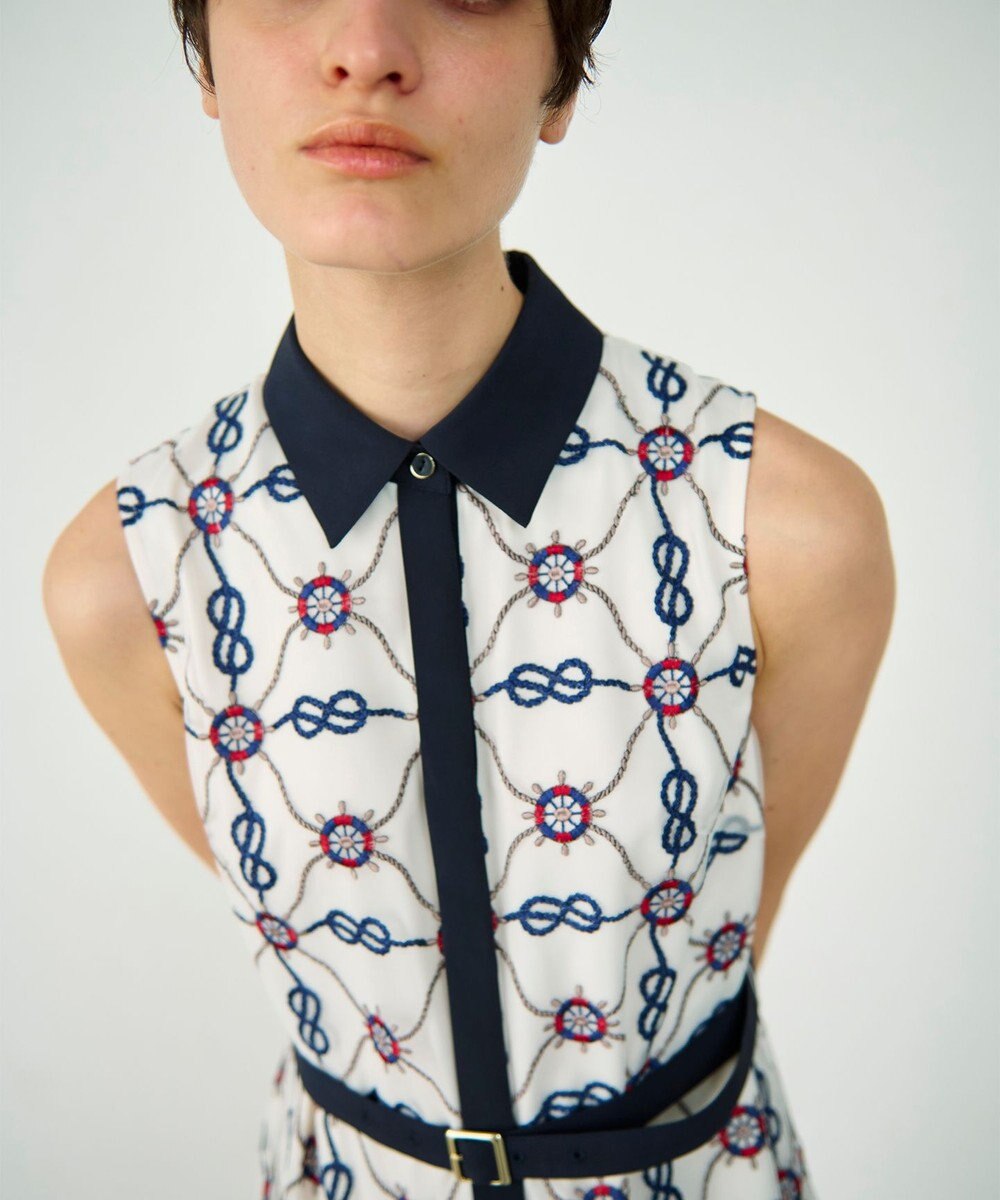 GRACE CONTINENTAL マリン刺繍チュールワンピース