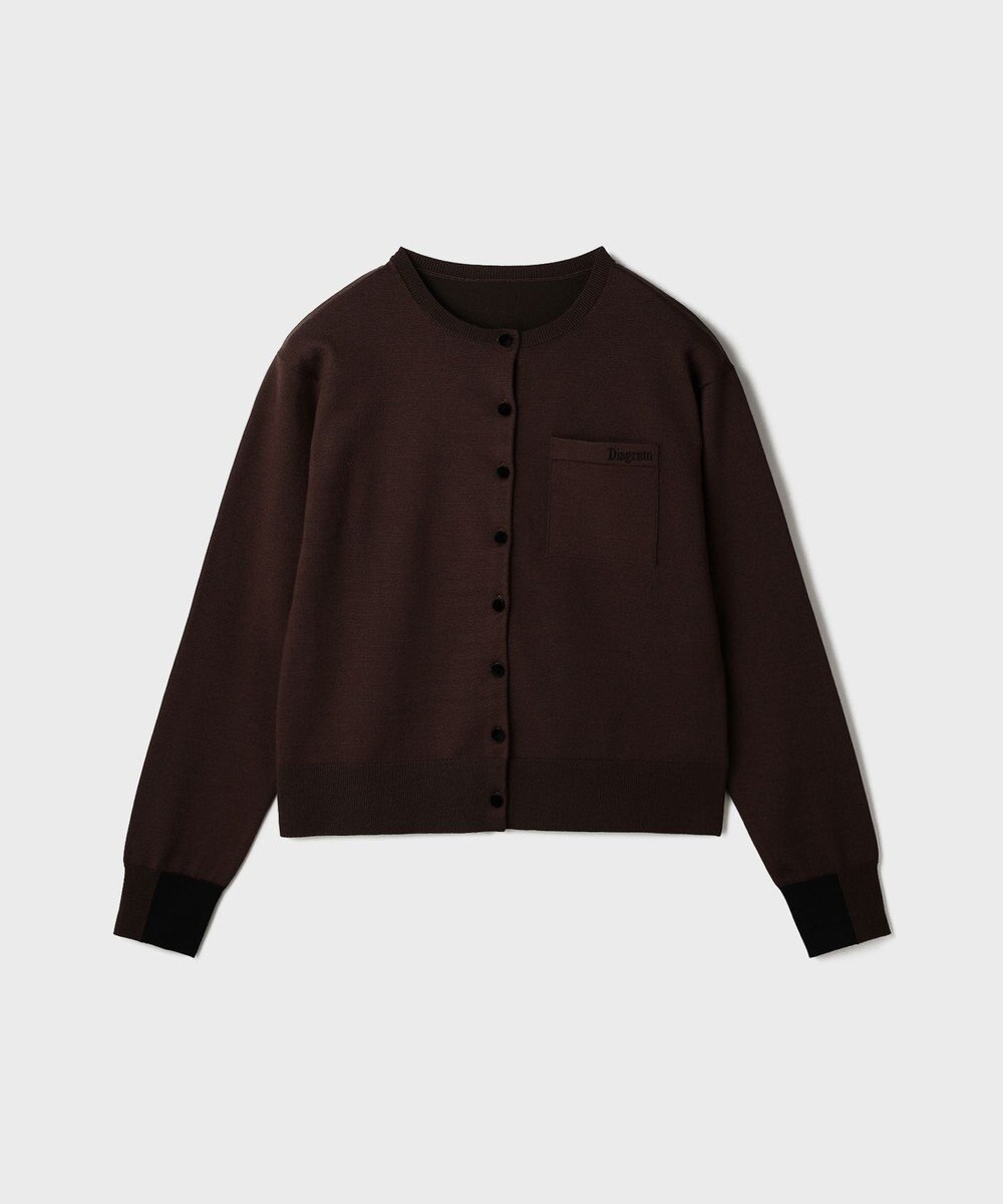 GRACE CONTINENTAL バイカラーロゴニットカーディガン 