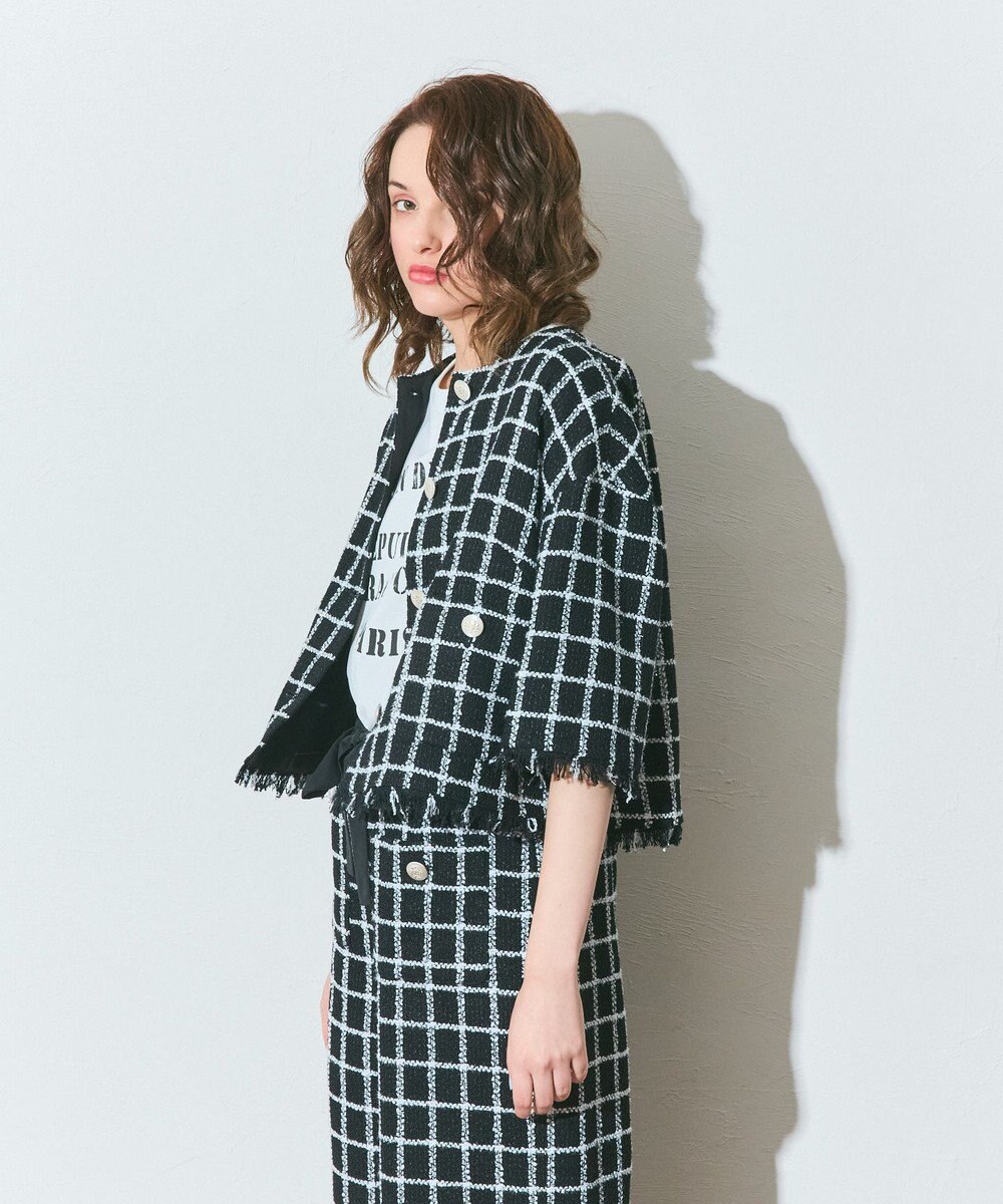 GRACE CONTINENTAL ハーフスリーブツイードジャケット 