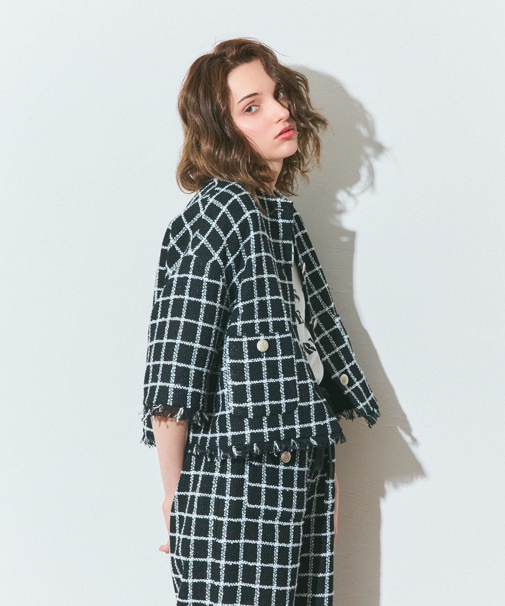 GRACE CONTINENTAL ハーフスリーブツイードジャケット 