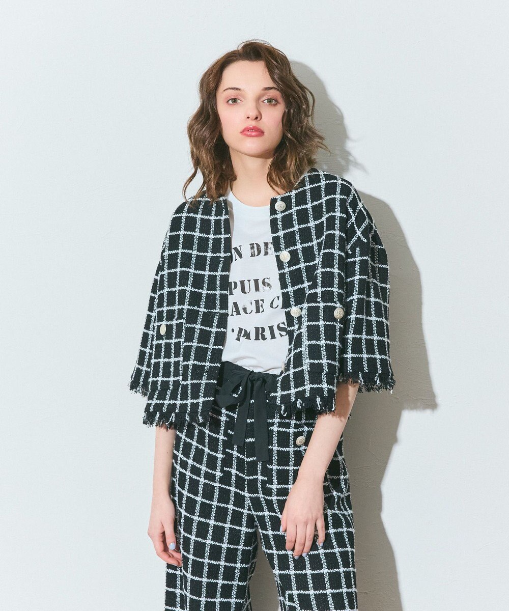 GRACE CONTINENTAL ハーフスリーブツイードジャケット 