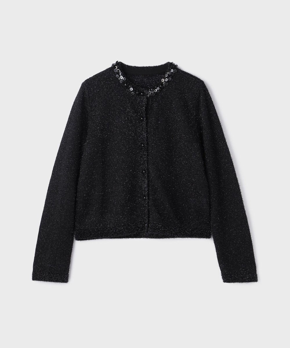 GRACE CONTINENTAL ラメフェザ－ニットカーディガン 