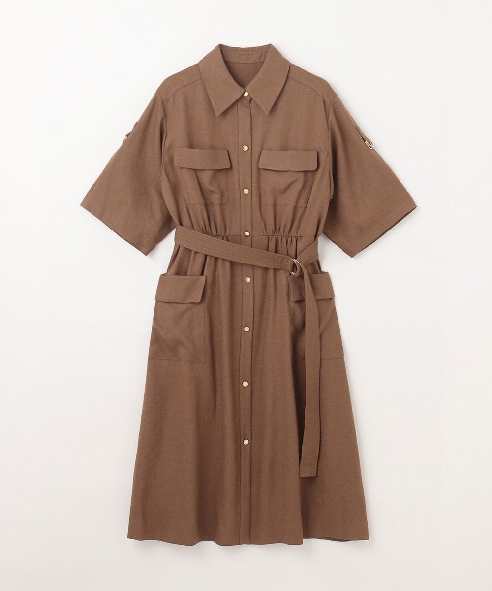 GRACE CONTINENTAL リネンタッチサファリドレス 