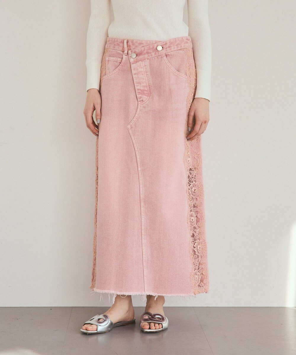 GRACE CONTINENTAL サイドレースデニムスカート 