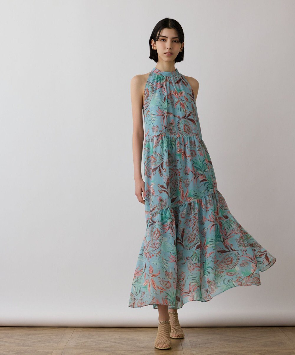 GRACE CONTINENTAL リゾートプリントティアードワンピース