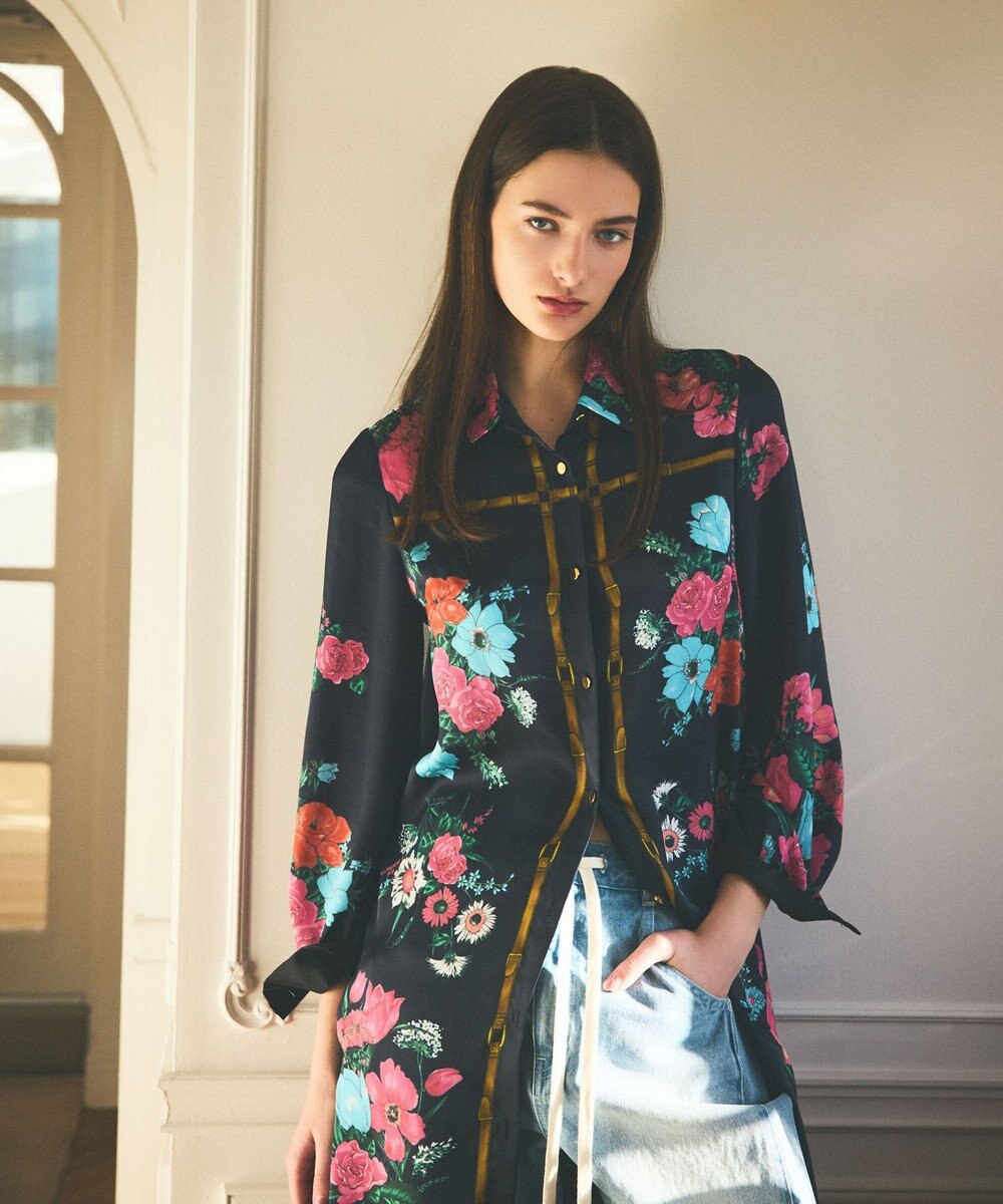 GRACE CONTINENTAL ボタニカルスカーフプリントワンピース