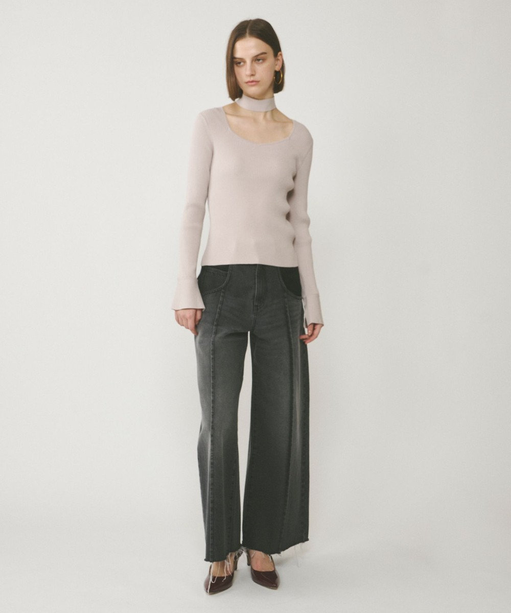 GRACE CONTINENTAL ボウタイリブニットトップ
