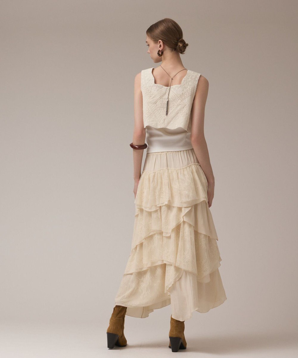 GRACE CONTINENTAL レースコンビティアードスカート 