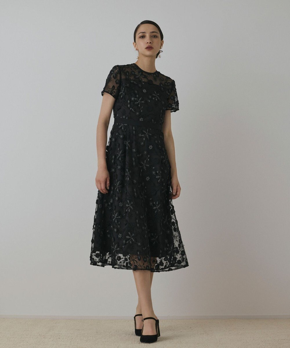 GRACE CONTINENTAL フラワ－フレアドレス 