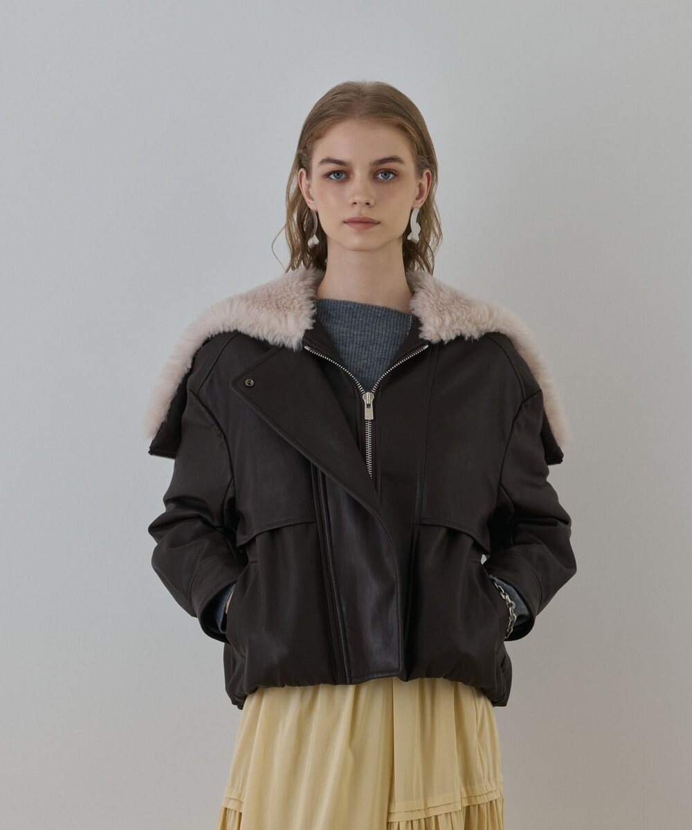 GRACE CONTINENTAL フェイクレザーボンバージャケット 