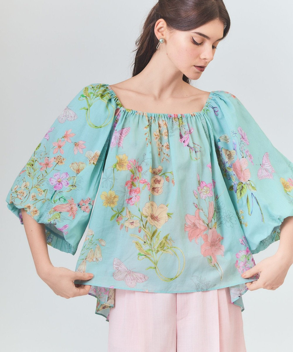 GRACE CONTINENTAL ボタニカルドレープブラウス