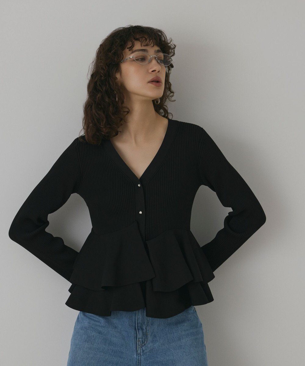 GRACE CONTINENTAL ペプラムニットカーディガン 