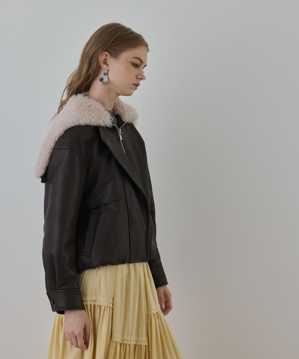 GRACE CONTINENTAL フェイクレザーボンバージャケット 