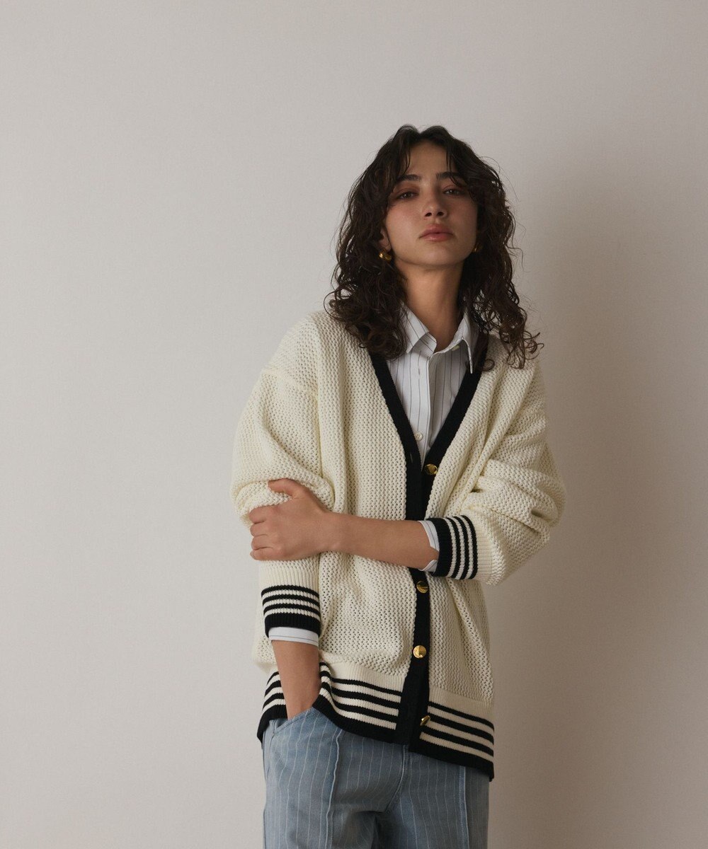 GRACE CONTINENTAL メッシュラインニットカーディガン