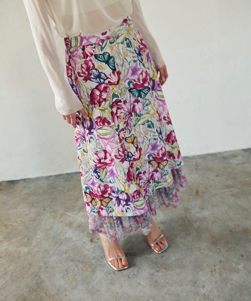 GRACE CONTINENTAL フラワーガーデンプリントスカート 