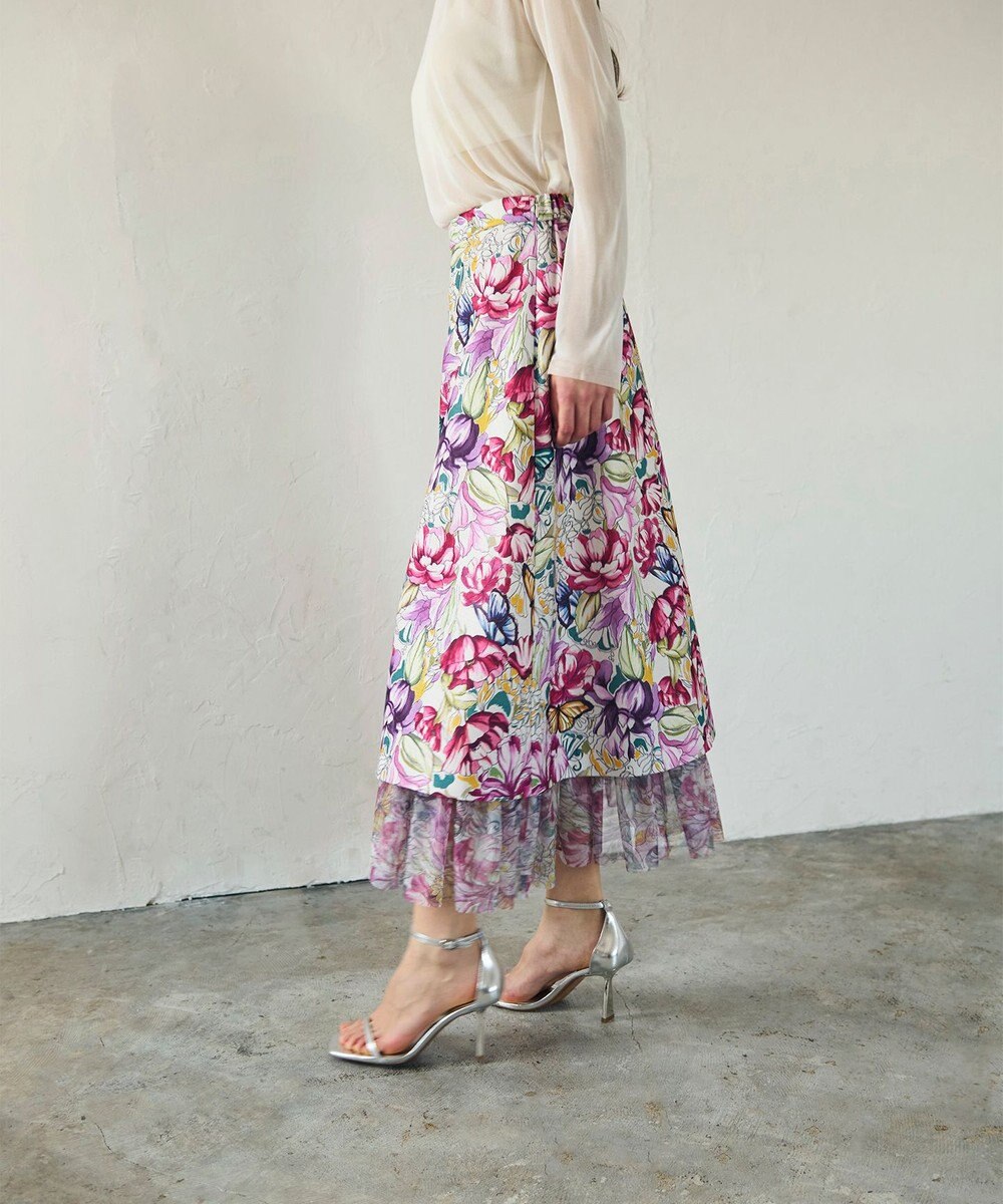 GRACE CONTINENTAL フラワーガーデンプリントスカート 