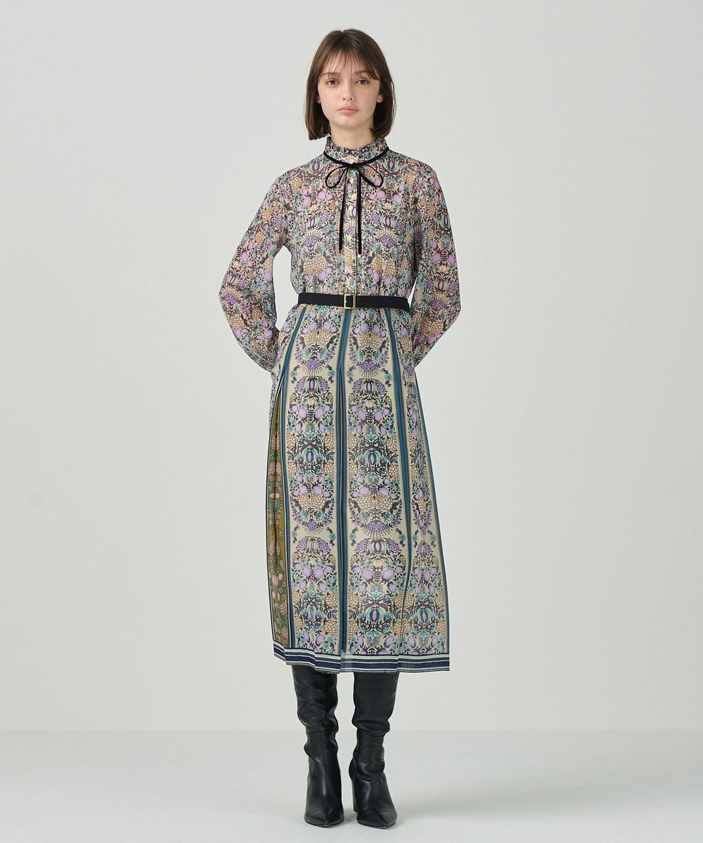 GRACE CONTINENTAL ハイネックボウタイプリントワンピース