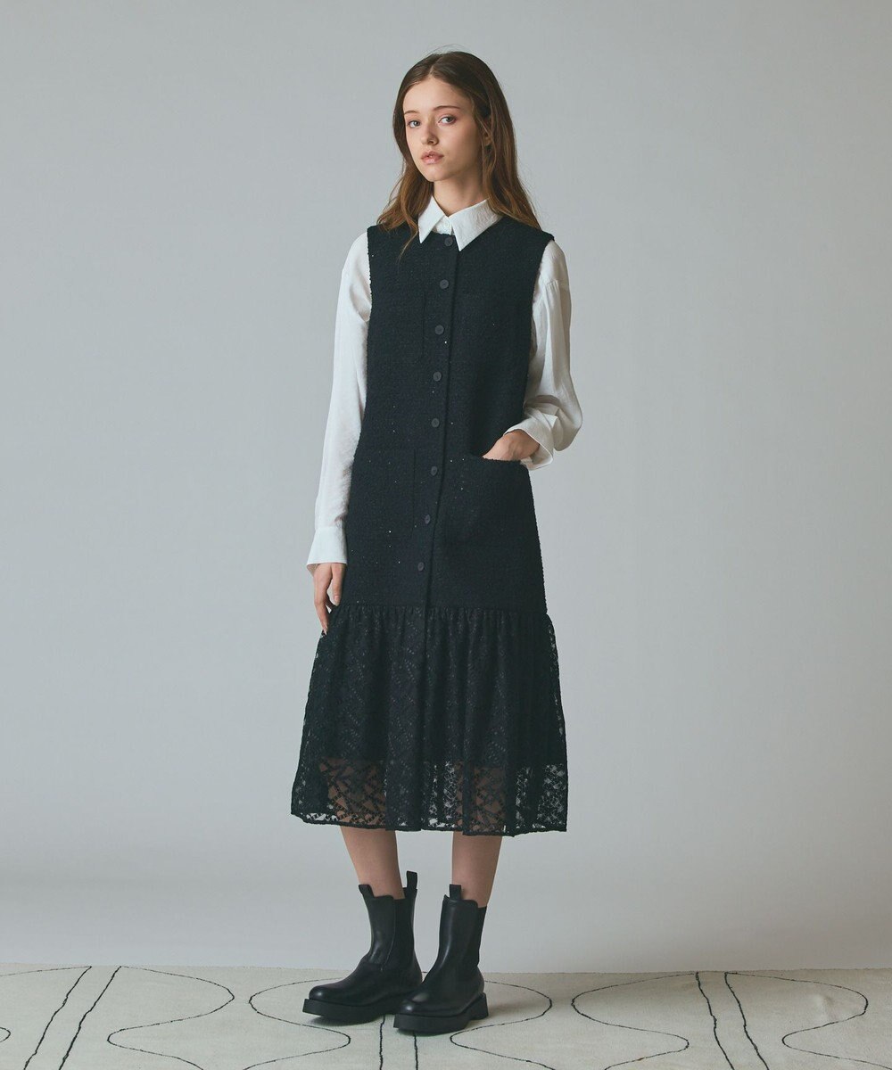 GRACE CONTINENTAL チュールコンビツイードワンピース 