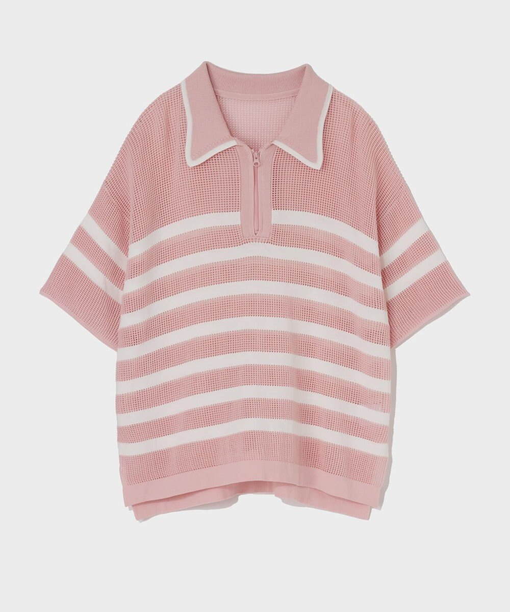 GRACE CONTINENTAL ワッフルボーダートップ