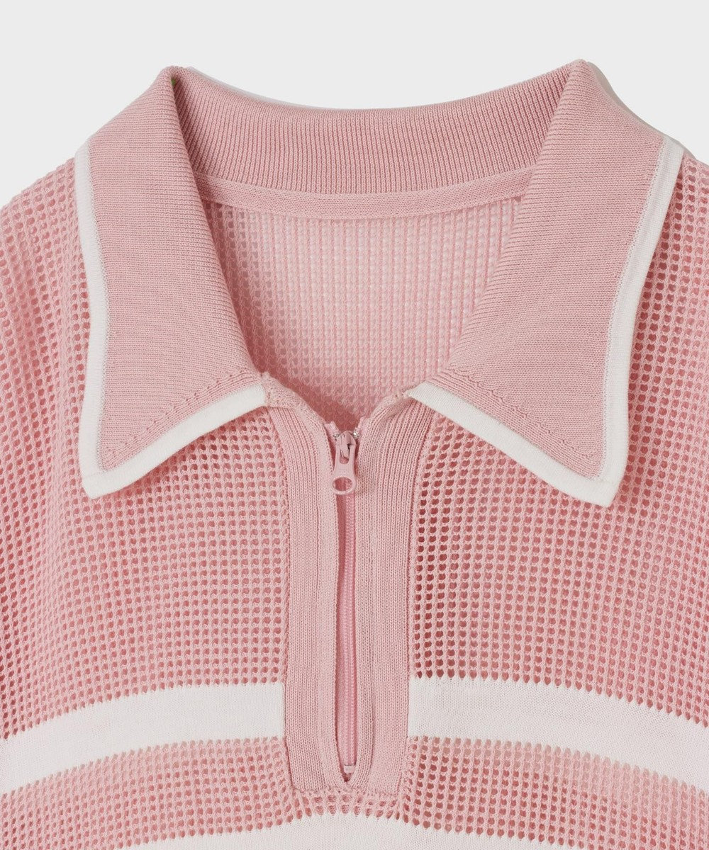 GRACE CONTINENTAL ワッフルボーダートップ