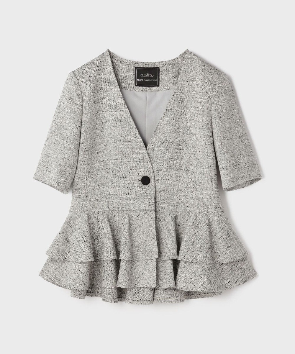 GRACE CONTINENTAL ペプラムツイードジャケット 