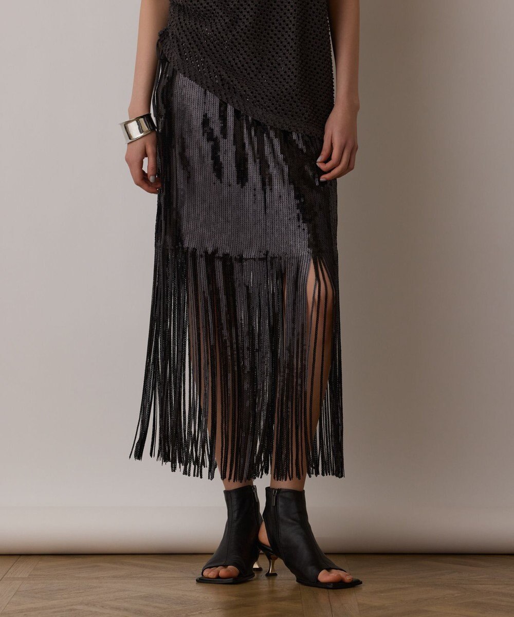 GRACE CONTINENTAL スパンコールフリンジスカート 