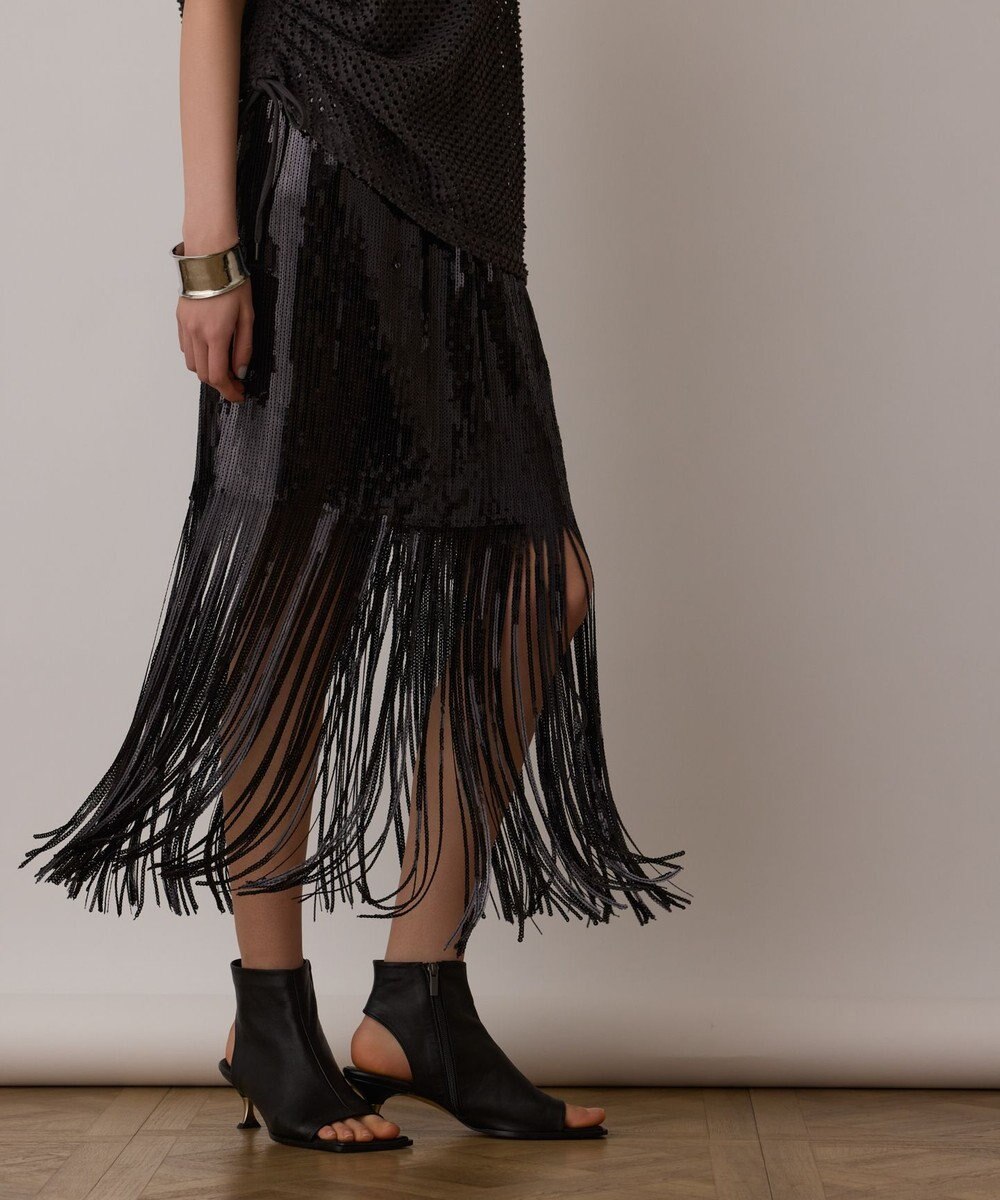 GRACE CONTINENTAL スパンコールフリンジスカート 