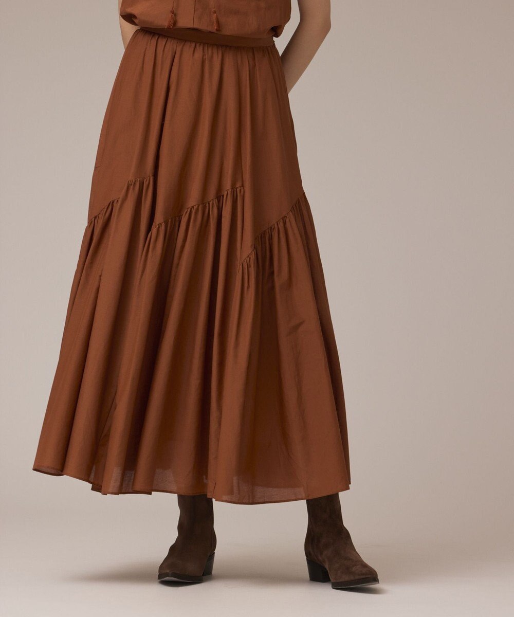 GRACE CONTINENTAL コットンシルクティアードスカート 