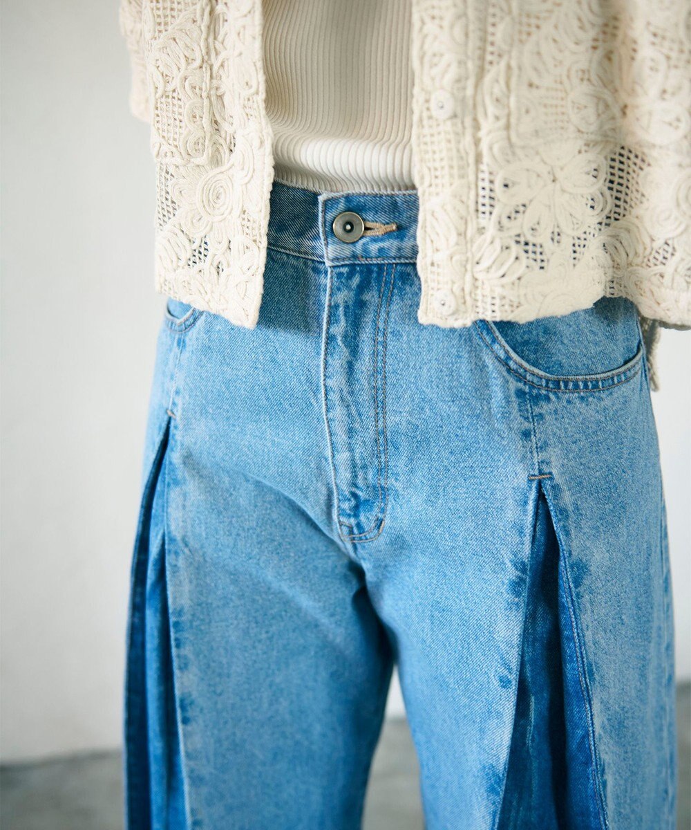 GRACE CONTINENTAL ボックスタックデニムパンツ 