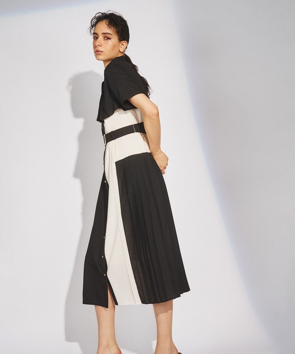 GRACE CONTINENTAL プリーツ配色ワンピース 