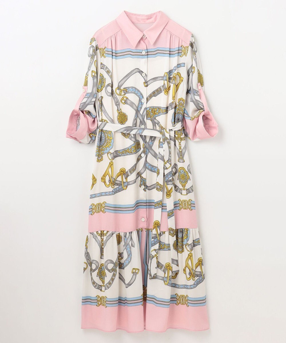 GRACE CONTINENTAL スカーフプリントシャツドレス 