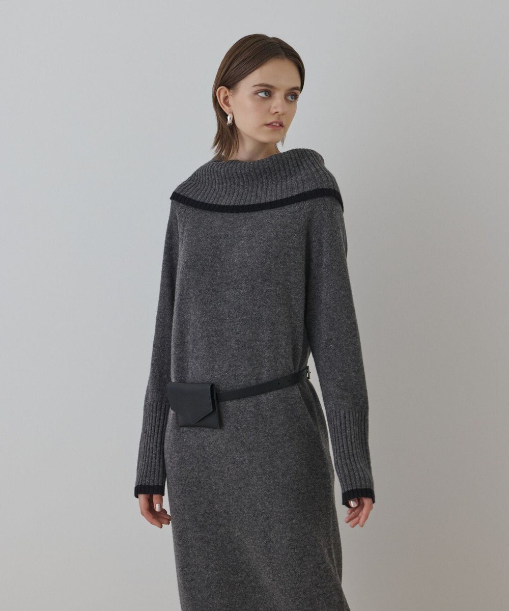 GRACE CONTINENTAL バイカラーオフショルニットワンピース 