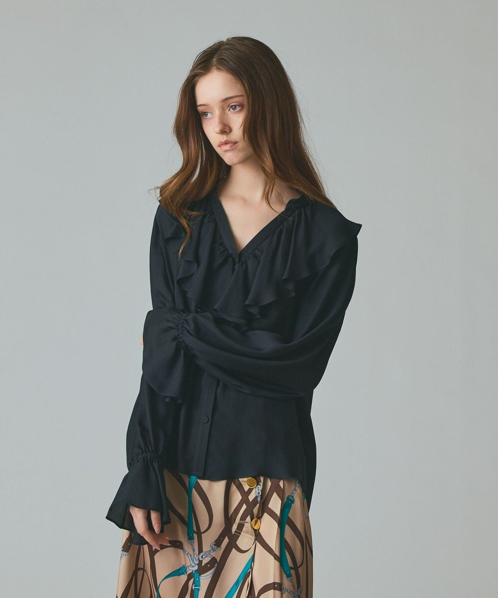 GRACE CONTINENTAL スキッパーラッフルブラウス 