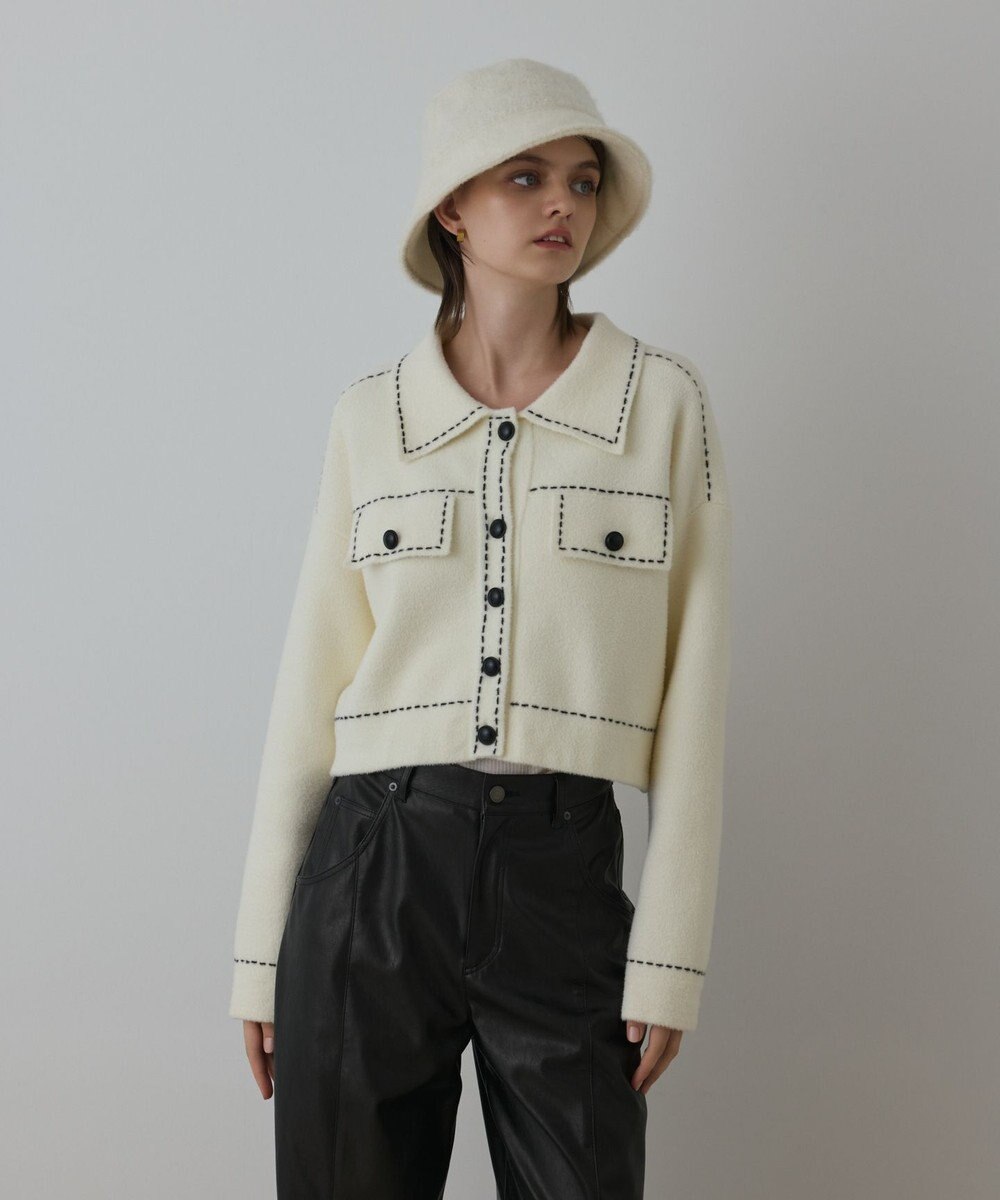 GRACE CONTINENTAL ステッチニットジャケット 