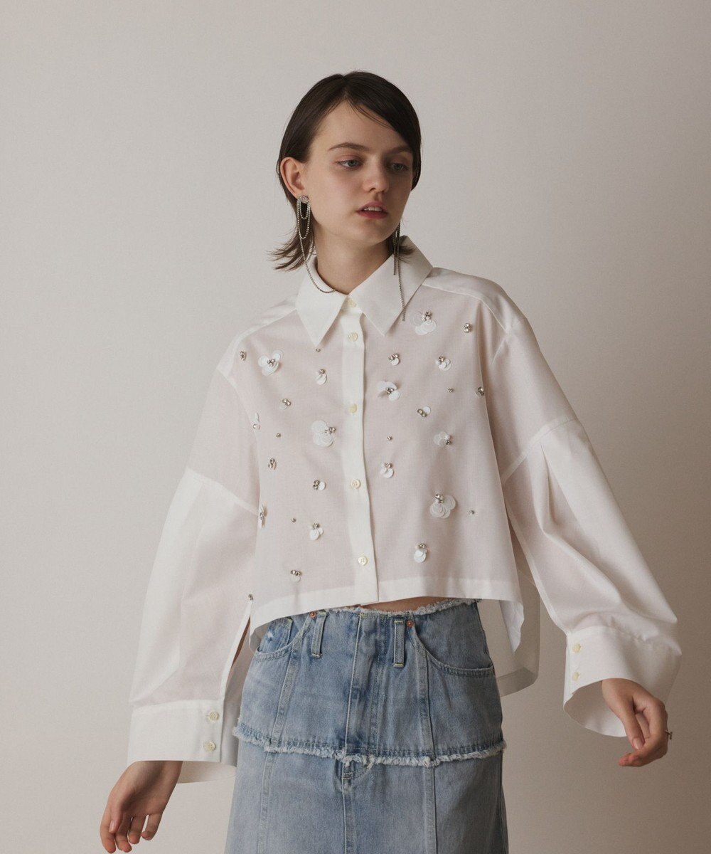 GRACE CONTINENTAL ビジューシャツ 