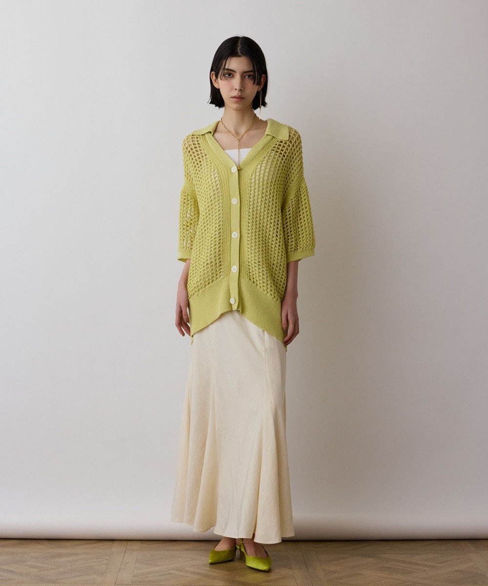 GRACE CONTINENTAL メッシュスキッパーニットカーディガン