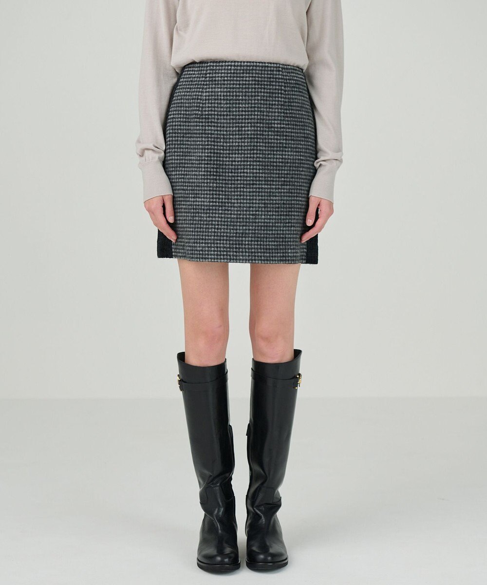 GRACE CONTINENTAL シャギーチェックミニスカート