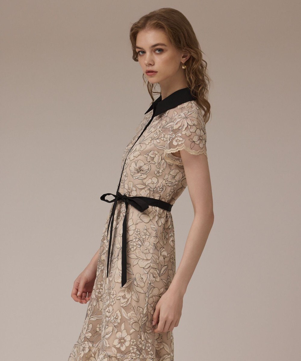 GRACE CONTINENTAL チュールフラワー刺繍ワンピース 