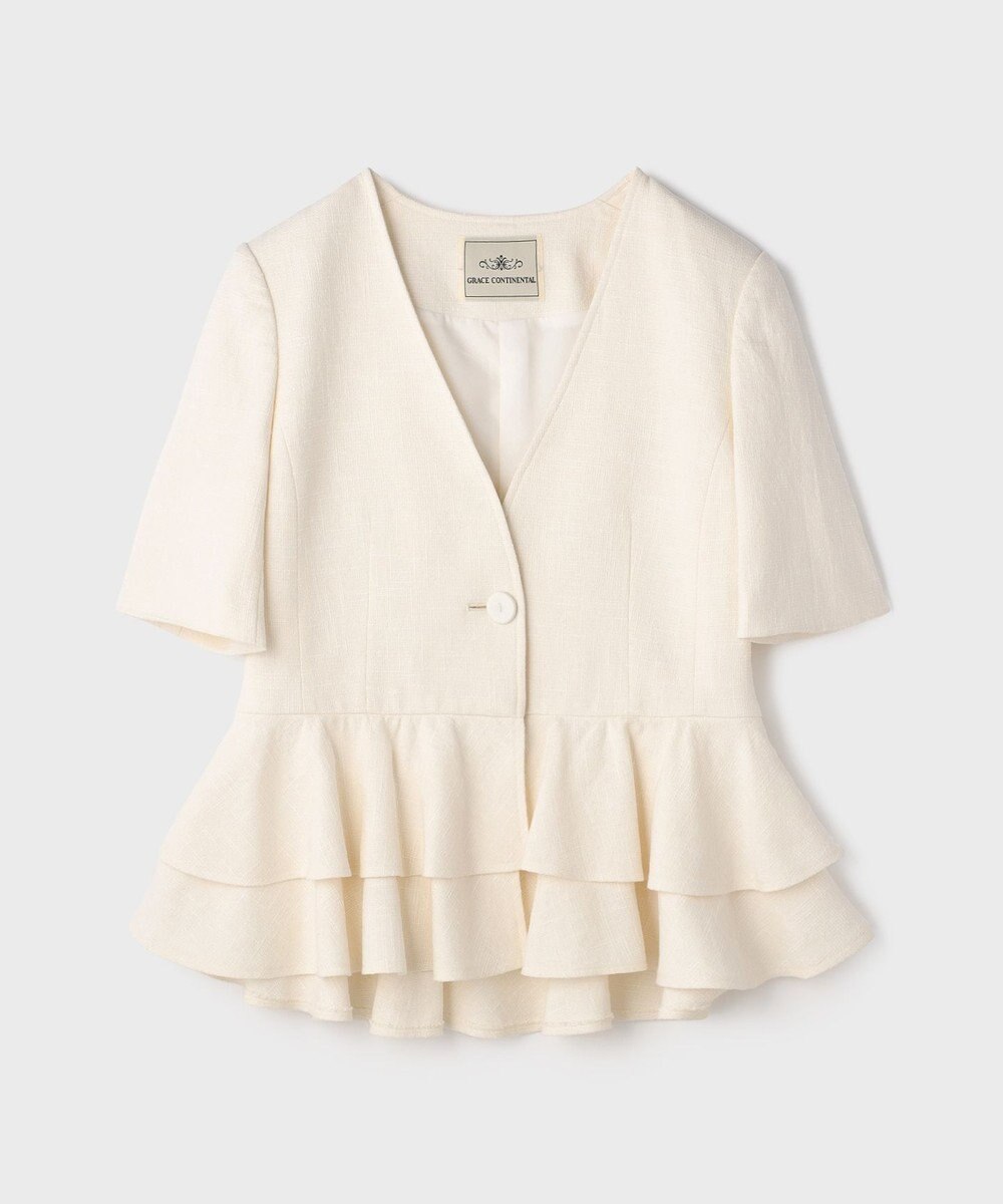 GRACE CONTINENTAL ペプラムツイードジャケット 