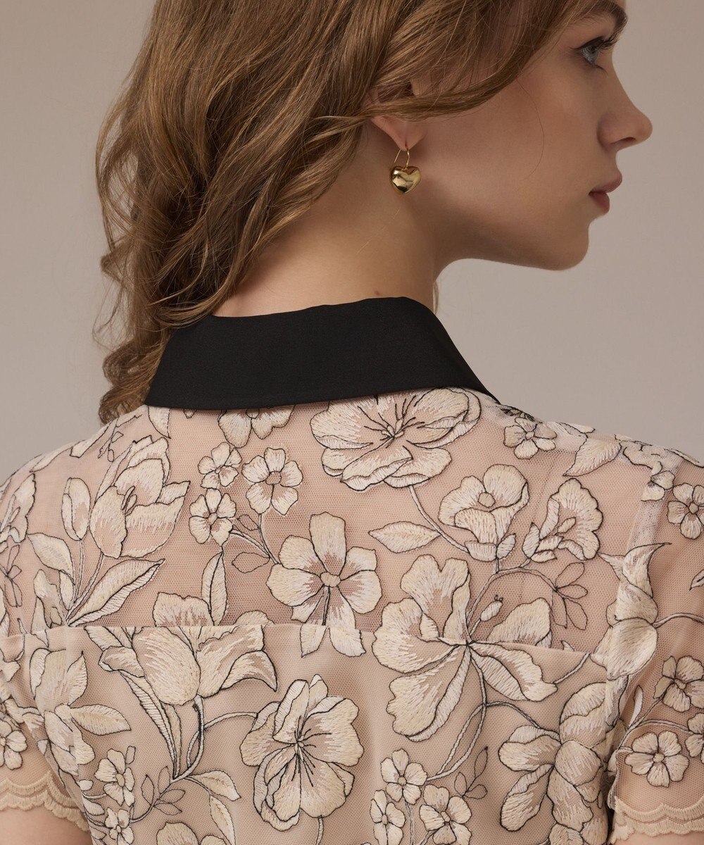 GRACE CONTINENTAL チュールフラワー刺繍ワンピース 