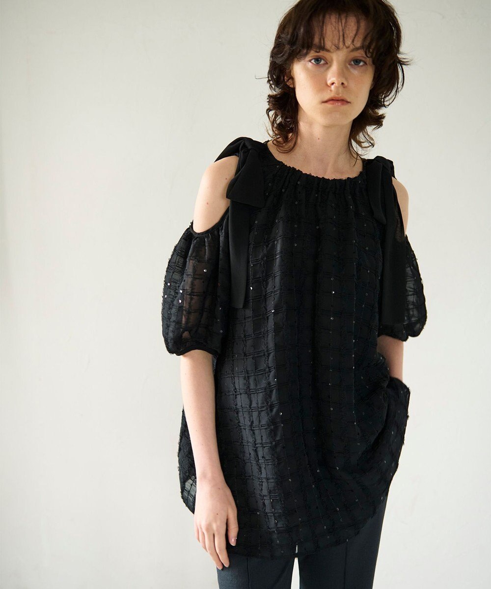 GRACE CONTINENTAL チュールフリルフレアトップ 